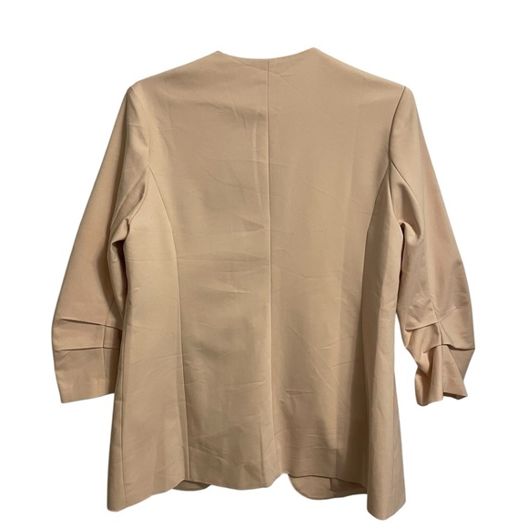 Skies Are Blue Beige Ruched 3/4 Sleeve Open Front Blazer Jacket Large NEW - Picture 5 of 6